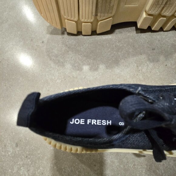 JOE FRESH Women's Denim Platform Sneakers w/Cream Lug Sole - Navy/Cream - Sze 8M - Picture 9 of 13
